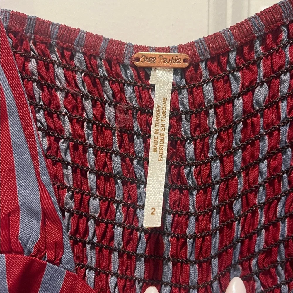 Free People City Girl Striped Jumpsuit NEW wide leg sleeveless pockets Burgandy